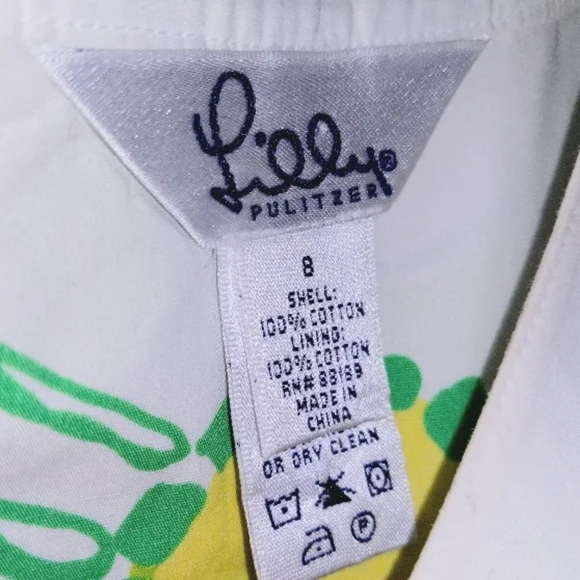 LILLY PULITZER Retro Lime Green and White Daisy Floral Smock Dress Size 8 - Picture 7 of 11